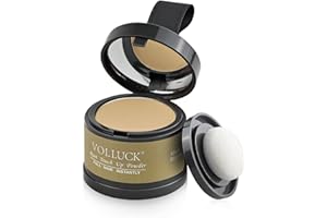 VOLLUCK Retoca Raices, Natural de Larga Duración Polvos Pelo Hombre Mujer Disimular Calvicie, Impermeable Cubre Canas Fibras Capilares 4g (Oro Medio)