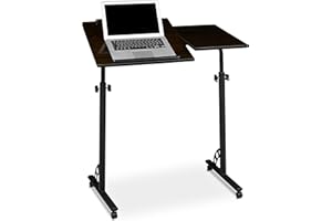 ‎RELAXDAYS Relaxdays stolik do laptopa, duży, z regulacją wysokości, 110 x 80 x 50 cm, mobilny podium z rolkami, wykład, czarny