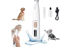 vsshe Tondeuse pour Pattes Chien Silencieuse, Tondeuse pour Chien et Chat, Lames Céramique et Inox, LED Intégrée, Rechargeable USB, Étanche, Toilettage Zones Sensibles pour Pattes, Yeux, Oreilles