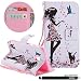 Produktbild HUDDU Pink Tasche Leder Schutzhülle für Samsung Galaxy J3 Duos 2017 J330/Galaxy J3 Pro 2017 Hülle Flip Handyhülle Slim Wallet Case Cover Kartenfach Magnetverschluss Stand Brieftasche Klapphülle