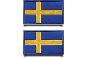 TUYATEZHI 2 Stück Schweden Flaggen-Patch Stickerei Taktische Militär Sweden Patch,Aufnäher Mit Nylon Airsoft Für Jacke Rucksäcke Taktische Kleidung Taschen Abzeichen Stickereibänder