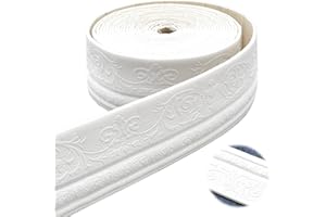 Bocguy Zierleisten Selbstklebend, Tapeteneckleiste, Zier&Stuckleisten, Deckenleisten Selbstklebend, Wandleisten Selbstklebend Fenstersprossen für Flure, Decken, Ecken, Heimdekoration,Weiß-10cmx10m