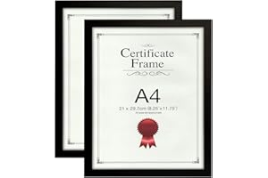 NIKKHO A4 Frame Solid Wood Photo Picture Frame, A4 Black Poster Frame Acrylic (black, A4 (2 Pack))