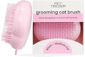 Tangle Teezer Pet Teezer Cat Brush - Animali Domestici Spazzola Gatto e Gattini - pettine cattura togli peli gatti - a doppio livello per pelo corto e medio - Dona morbidezza e lucentezza - Rosa