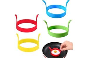 BFUZXY Spiegelei Form 4 Stück Set mit Doppelgriffen,Form Spiegelei Silikonform,Spiegeleierformen für Die Pfanne,Eierform für Die Pfanne,Eierring Silikon,Spiegeleierformen zum Braten von Pancakes und Omeletts