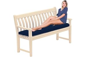 Brillars Garden Bench Cushion – 3 Seater Bench Seat Pad – 143x52 CM – 6 CM Thick – Weather & WaterProof Fabric – Long Garden Chair Patio Pub Furniture Cushion Outdoor/Indoor (Navy)