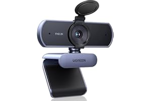 UGREEN Webcam 2K, USB A Webcam mit Mikrofo, Kamera PC, Fixfokus, 80°Sichtfeld, Kamera mit Privacy Cover, Automatische Lichtkorrektur, Stereo-Sound, Plug & Play, PC Camera für Windows/MacOS/Zoom/Skype
