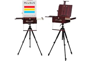 MEEDEN Artist Plein Air Cavalletto, Sketch Easel Box con Treppiede Viaggio Compatto in Alluminio, Borsa da Trasporto in Nylon, Cavalletto Francese Portatile con Stoccaggio Pittura all' Aperto