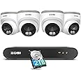 ZOSI 8CH 5MP CCTV Camera System, 2.5K 8 Channel H.265+ NVR and 4x 4MP Outdoor PoE Security Cameras, Human Detection, Remote Access, Built-in 2TB HDD, 24/7 Recording