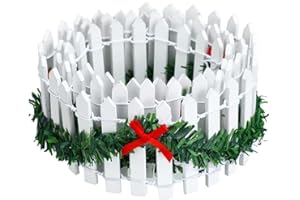 GOUSHY 1PCS Miniature Clôture Jardin, Accessoires de village de Noël (90x5cm) Clôture Noël en bois miniature