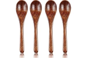 GHPKOTW 4 Cuillères De Cuisine En Bois De Hêtre，Cuillères En Bois, Cuillères À Miel De 12 Cm Pour Thé, Cuillères En Bois Pour Manger, Mini Cuillères De Service En Bois Pour Café, Thé, Condiments
