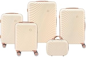 Convector Set Quattro Trolley + Beauty Case Da Viaggio, Valigie Rigide in 5 Dimensioni Con Ruote Girevoli a 360 °, Lucchetto TSA e Struttura in ABS Doppio Strato, Antigraffio e Antiurto
