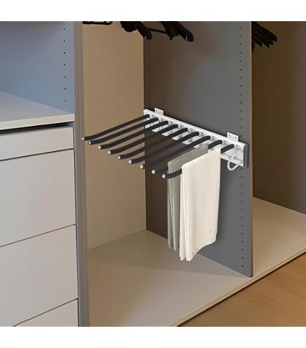 Cintre à Pantalons 9 En 1 Extensible - Pour Armoire, Tiroir - Acier Inoxydable, Silencieux