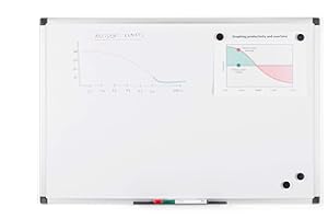 ‎BI-OFFICE Bi-Office Magnetisches Whiteboard Maya, 60 x 45 cm, Lackierte Stahloberfläche, Trocken Abwischbar, Memoboard mit Aluminiumrahmen und Stifteablage, Magnettafel