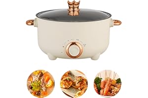 FOTABPYTI Marmite de cuisson multifonctionnelle, chauffage uniforme casserole électrique contrôle sûr de la température doublure revêtement revêtement revêtement design profond pour dortoir