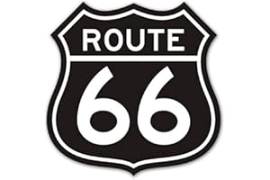 YOUNIKAT Adesivo Route 66 nero I 10 x 10 cm I Stemma per moto, chopper, furgone, frigorifero, computer portatile o come adesivo per auto, resistente agli agenti atmosferici I kfz_034
