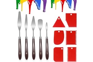 Toivize 11 Stück Palette Messer und Abstreifermesser Malwerkzeug set, 5 Stück Malerei Messer set mit 6 Stück Spatel Acrylmalerei Malmesser für Ölmalerei Aquarell Felsmalerei