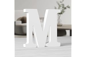 MeteoraPrime Lettres en Bois Blanc de 10 Pouces Lettres en Bois Non Finies pour Décor Murale Lettres Debout Décoratives Grandes Lettres pour Décor Murale pour Projets de FêTe à La Maison (M)