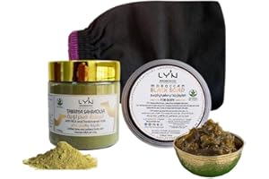 LY'N MOROCCO PACK HAMMAM SPA MAROCAIN: Gant Exfoliant Kessa Qualité Premium Durable ne se déforme pas-Savon Noir Marocain, Masque Marocain aux Plantes Et Nila (Tabrima) –Exfolie, Hydrate et Illumine la peau