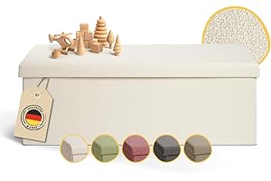 Laleni panca contenitore grande - panca camera da letto 110x38 cm - cassapanca contenitore da interno - panche contenitori - panca contenitore camera da letto - cassa panca interni - beige