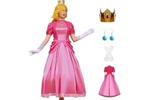 AYYOHON Princess Dress for Women Halloween Princess Cosplay Costume Crown Earrings Gloves Set Adult Fancy Dress Suit