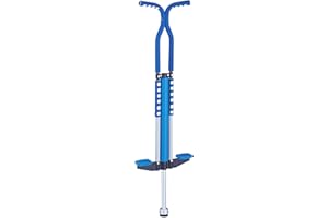 Relaxdays Pogo Stick, für Kinder, Springstock bis 60 kg, gepolststert, Sprungstab Outdoor, rutschfest, Edelstahl, blau