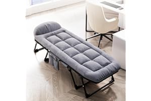 OHMG Letto da campeggio pieghevole robusto per adulti, 190 cm, letto da riposo con capacità di 200 kg, per ufficio, viaggio, esterno, pesca, escursionismo, casa, telaio in metallo