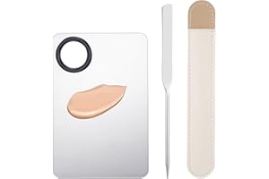 AEAOCVO Make Up Palette, Makeup Spatel und Paletten Set, edelstahl palette makeup, Edelstahl Make-up Mischpalette mit Spatel Werkzeug für Foundation Lidschatten Lippenstifte Nagelkunst