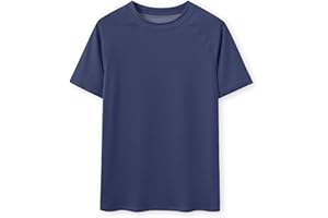 Glimnerize Jungen Rashguard Schwimmshirt Kurzarm UV Shirt Badeshirt Rundkragen Bademode104-152