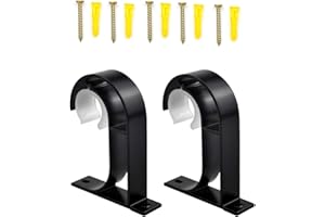 CHANGRONGSHENG Curtain Rod Bracket Ceiling-Mount Support Aluminum Alloy Curtain Pole Bracket Holder Shower Closet Rod End Holder Heavy Duty Wardrobe Tube Support Bracket Clothes Hanging Rod Holder with Screws, 28mm