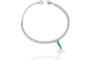 inSCINTILLE Bracciale con Corno Portafortuna e Sfere in Acciaio Inossidabile