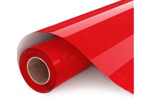 UIOK Flex Thermocollant Pour Tissu Rouge Vinyle Thermocollant HTV 12" x 6ft Vinyle pour T-Shirt, Facile à Découper et à étirer pour la Conception de Vinyle à Chaud (Rouge)