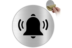 LEIASA | Cartello Campanello Porta - Ø 10 cm - Alluminio - Targa Campanello Casa - Adesivo Pulsante Citofono - Segnale Circolare Elegante - Placca Resistente - Grosor 0.8mm - (Campanello)