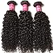 Longqibeauty® 3Bundles JERRY CURLY Brazilian Virgin Hair Weave Extensions Curls Hair Weft 100% Human Hair Natural Black Color Mix Length (12inches 12inches 14inches)