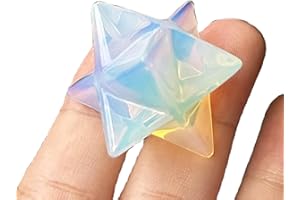 Manekieko Synthetic Opalite Merkaba Crystal Protection Sacred Meditation Energy Healing Chakra,25mm Hexagonal Star Crystals and Healing Stone