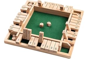 MPLEHDA Drewniana gra planszowa, dla 4 graczy, Shut The Box, drewniana matematyka, tradycyjna gra w kostkę, podróże dla 4 graczy, świetna rodzina, zabawa
