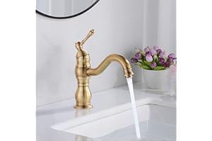Rozin Antique Brass Bathroom Sink Tap Brass Single Hole Deck Mounted Basin Mixer Wash Sink Tap