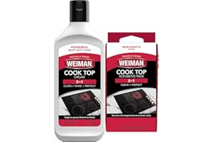 Weiman Ceramic and Glass Cooktop Cleaner - Heavy Duty Cleaner and Polish - 283g - 3 Scrubbing Pads