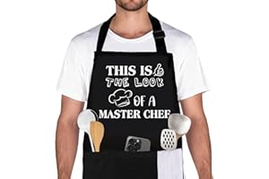 Belillpipi Adjustable Apron for Men - Funny Black BBQ Chef Aprons with Pocket - Cooking Chef Aprons Christmas Gifts for Men, Kitchen Cooking Grilling Apron