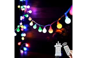 LIGLIT 120LED Fairy Lights Plug in, 12M/39ft Globe String Lights, 8 Mode Christmas Lights Outdoor with Remote Control/Timer for Bedroom, Party, Decorations(Multi-Coloured)