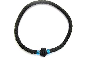 IconsGr Chotki Chapelet cire bénir Chrétien Orthodox Grec fait main couleur Noir à petit noeuds avec croix du Mont Athos (Grece)