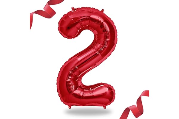 FUNXGO® Ballon Décoration Anniversaire 2 Ans - Numéro 2 en Rouge - Deco pour Fille ou Garçon - Gonflable à l'Hélium - Célébration Éblouissante