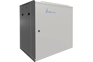 Extralink Armario Rack de 19" 12U - Armario de Red de 450mm, para Montaje en Pared o Suelo, hasta 60 kg, Puerta de Metal, Apertura de 180° Gris - para Red doméstica y Equipos informáticos