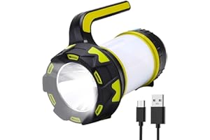 LOVCOYO Lanterne de camping à LED rechargeable multifonction avec 6 modes d'éclairage résistante à l'eau légère lampe de poche de camping pour panne de courant camping urgence ouragan randonnée pêche