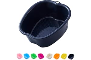 AXLOFO® Cuenco grande para bañera, de plástico grueso y estable, para baño de pies, spa y pies masaje, pedicura, callosidades, cutículas y desintoxicación (reposapiés), color negro