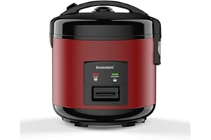 Eamoment DRC-5020RD 1L|400W Cuiseurs à riz & insert vapeur (1ltr-5 tasses) Pour 1-5 personnes Cuisson rapide sans brûler marmite à revêtement antiadhésif, cuillère à riz et tasse à mesurer