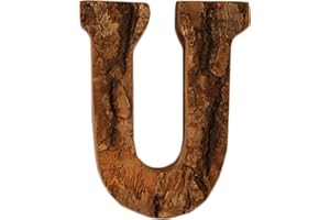 Anawakia Lettres en bois A B C D E F G H I J K L M N O P Q R S T U V W X Y Z Vintage Écorce de bois massif chiffres & 0 1 2 3 4 5 6 7 8 9 Retro DIY Décoration (U)