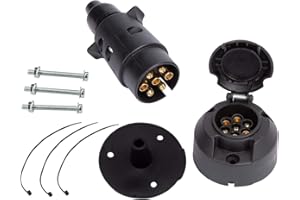 ETUKER Anhänger Stecker 7 Polig & Anhänger Steckdose 7 Polig, Wasserdicht Anhänger Stecker Steckdose 7-Polig 12V Anschluss, Für Anhänger/LKW/RV/Cars/Boot/Anhänger Zubehör (Gummistiefel)
