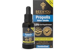 BEE & YOU Bee and You 100% Natural Propolis Extract%10, Water Soluble Drops, High Potency, Ultra Pure, Immune Support Supplement, Antioxidants, Natural Detox, Keto, Paleo, Gluten-Free, 1 Fl Oz