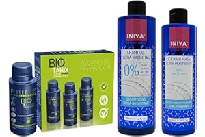 Prime Pro Extreme Bio Tanix Kit 3 X 100ml | Kit Lissage Tanin Taninoplastie Professionnel | Shampooing Sans Sulfate Iniya 400ml + Masque Lissant 400ml